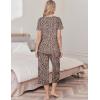 Ekouaer Womens Pajama Sets Soft Cotton Pj Short Sleeve Top with Capri Pants Sleepwear 2 Piece Print Loungewear,S-XXL(Leopard)