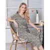 Ekouaer Womens Pajama Sets Soft Cotton Pj Short Sleeve Top with Capri Pants Sleepwear 2 Piece Print Loungewear,S-XXL(Leopard White)