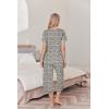 Ekouaer Womens Pajama Sets Soft Cotton Pj Short Sleeve Top with Capri Pants Sleepwear 2 Piece Print Loungewear,S-XXL(Leopard White)