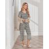 Ekouaer Womens Pajama Sets Soft Cotton Pj Short Sleeve Top with Capri Pants Sleepwear 2 Piece Print Loungewear,S-XXL(Leopard White)
