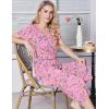 Ekouaer Womens Pajama Sets Soft Cotton Pj Short Sleeve Top with Capri Pants Sleepwear 2 Piece Print Loungewear,S-XXL(Pink Flower)