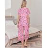 Ekouaer Womens Pajama Sets Soft Cotton Pj Short Sleeve Top with Capri Pants Sleepwear 2 Piece Print Loungewear,S-XXL(Pink Flower)
