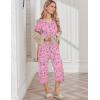 Ekouaer Womens Pajama Sets Soft Cotton Pj Short Sleeve Top with Capri Pants Sleepwear 2 Piece Print Loungewear,S-XXL(Pink Flower)