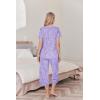 Ekouaer Womens Pajama Sets Soft Cotton Pj Short Sleeve Top with Capri Pants Sleepwear 2 Piece Print Loungewear,S-XXL(Purple Starry)