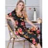 Ekouaer Womens Pajama Sets Soft Cotton Pj Short Sleeve Top with Capri Pants Sleepwear 2 Piece Print Loungewear,S-XXL(Red Orange Flower)