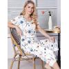Ekouaer Womens Pajama Sets Soft Cotton Pj Short Sleeve Top with Capri Pants Sleepwear 2 Piece Print Loungewear,S-XXL(White Flower)