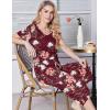 Ekouaer Womens Pajama Sets Soft Cotton Pj Short Sleeve Top with Capri Pants Sleepwear 2 Piece Print Loungewear,S-XXL(Wine Red Flower)