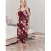 Ekouaer Womens Pajama Sets Soft Cotton Pj Short Sleeve Top with Capri Pants Sleepwear 2 Piece Print Loungewear,S-XXL(Wine Red Flower)