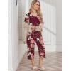 Ekouaer Womens Pajama Sets Soft Cotton Pj Short Sleeve Top with Capri Pants Sleepwear 2 Piece Print Loungewear,S-XXL(Wine Red Flower)
