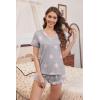 Ekouaer Womens Pajama Sets Summer Pjs Soft Short Sleeve Sleepwear Comfy Ruffle Pj Shorts Set Cute Lounge Sets with Pockets(Grey Star)