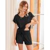 Ekouaer Women’s Pajamas Set Ruffle Sleeves Sleepwear V Neck Comfy 2 Piece Pjs Loungewear Set with Pockets S-XXL(Black)