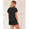 Ekouaer Women’s Pajamas Set Ruffle Sleeves Sleepwear V Neck Comfy 2 Piece Pjs Loungewear Set with Pockets S-XXL(Black)