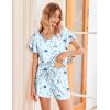Ekouaer Women’s Pajamas Set Ruffle Sleeves Sleepwear V Neck Comfy 2 Piece Pjs Loungewear Set with Pockets S-XXL(Blue Stars)