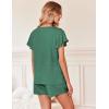 Ekouaer Women’s Pajamas Set Ruffle Sleeves Sleepwear V Neck Comfy 2 Piece Pjs Loungewear Set with Pockets S-XXL(Bright Green)