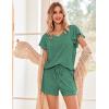 Ekouaer Women’s Pajamas Set Ruffle Sleeves Sleepwear V Neck Comfy 2 Piece Pjs Loungewear Set with Pockets S-XXL(Bright Green)