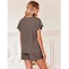 Ekouaer Women’s Pajamas Set Ruffle Sleeves Sleepwear V Neck Comfy 2 Piece Pjs Loungewear Set with Pockets S-XXL(Brown)