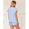 Ekouaer Women’s Pajamas Set Ruffle Sleeves Sleepwear V Neck Comfy 2 Piece Pjs Loungewear Set with Pockets S-XXL(Clear Blue)