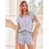 Ekouaer Women’s Pajamas Set Ruffle Sleeves Sleepwear V Neck Comfy 2 Piece Pjs Loungewear Set with Pockets S-XXL(Coffee Cup)