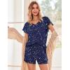 Ekouaer Women’s Pajamas Set Ruffle Sleeves Sleepwear V Neck Comfy 2 Piece Pjs Loungewear Set with Pockets S-XXL(Constellation)