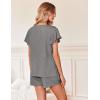 Ekouaer Women’s Pajamas Set Ruffle Sleeves Sleepwear V Neck Comfy 2 Piece Pjs Loungewear Set with Pockets S-XXL(Dark Gray)