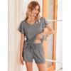 Ekouaer Women’s Pajamas Set Ruffle Sleeves Sleepwear V Neck Comfy 2 Piece Pjs Loungewear Set with Pockets S-XXL(Dark Gray)