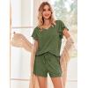 Ekouaer Women’s Pajamas Set Ruffle Sleeves Sleepwear V Neck Comfy 2 Piece Pjs Loungewear Set with Pockets S-XXL(Dark Olive Green)