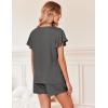 Ekouaer Women’s Pajamas Set Ruffle Sleeves Sleepwear V Neck Comfy 2 Piece Pjs Loungewear Set with Pockets S-XXL(Deep Gray)