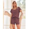 Ekouaer Women’s Pajamas Set Ruffle Sleeves Sleepwear V Neck Comfy 2 Piece Pjs Loungewear Set with Pockets S-XXL(Deep Red)