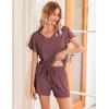 Ekouaer Women’s Pajamas Set Ruffle Sleeves Sleepwear V Neck Comfy 2 Piece Pjs Loungewear Set with Pockets S-XXL(Deep Red)