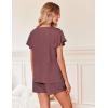 Ekouaer Women’s Pajamas Set Ruffle Sleeves Sleepwear V Neck Comfy 2 Piece Pjs Loungewear Set with Pockets S-XXL(Deep Red)