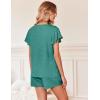 Ekouaer Women’s Pajamas Set Ruffle Sleeves Sleepwear V Neck Comfy 2 Piece Pjs Loungewear Set with Pockets S-XXL(Gray Green)