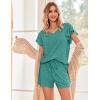Ekouaer Women’s Pajamas Set Ruffle Sleeves Sleepwear V Neck Comfy 2 Piece Pjs Loungewear Set with Pockets S-XXL(Gray Green)
