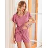 Ekouaer Women’s Pajamas Set Ruffle Sleeves Sleepwear V Neck Comfy 2 Piece Pjs Loungewear Set with Pockets S-XXL(Gray Purple)