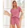 Ekouaer Women’s Pajamas Set Ruffle Sleeves Sleepwear V Neck Comfy 2 Piece Pjs Loungewear Set with Pockets S-XXL(Gray Purple)