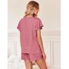 Ekouaer Women’s Pajamas Set Ruffle Sleeves Sleepwear V Neck Comfy 2 Piece Pjs Loungewear Set with Pockets S-XXL(Gray Purple)