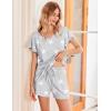 Ekouaer Women’s Pajamas Set Ruffle Sleeves Sleepwear V Neck Comfy 2 Piece Pjs Loungewear Set with Pockets S-XXL(Grey Star)