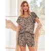 Ekouaer Women’s Pajamas Set Ruffle Sleeves Sleepwear V Neck Comfy 2 Piece Pjs Loungewear Set with Pockets S-XXL(Leopard Print)