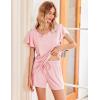 Ekouaer Women’s Pajamas Set Ruffle Sleeves Sleepwear V Neck Comfy 2 Piece Pjs Loungewear Set with Pockets S-XXL(Light Pink)