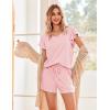 Ekouaer Women’s Pajamas Set Ruffle Sleeves Sleepwear V Neck Comfy 2 Piece Pjs Loungewear Set with Pockets S-XXL(Light Pink)