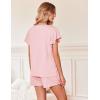 Ekouaer Women’s Pajamas Set Ruffle Sleeves Sleepwear V Neck Comfy 2 Piece Pjs Loungewear Set with Pockets S-XXL(Light Pink)