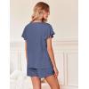 Ekouaer Women’s Pajamas Set Ruffle Sleeves Sleepwear V Neck Comfy 2 Piece Pjs Loungewear Set with Pockets S-XXL(Navy Blue)