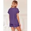 Ekouaer Women’s Pajamas Set Ruffle Sleeves Sleepwear V Neck Comfy 2 Piece Pjs Loungewear Set with Pockets S-XXL(Purple)