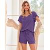Ekouaer Women’s Pajamas Set Ruffle Sleeves Sleepwear V Neck Comfy 2 Piece Pjs Loungewear Set with Pockets S-XXL(Purple)