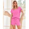 Ekouaer Women’s Pajamas Set Ruffle Sleeves Sleepwear V Neck Comfy 2 Piece Pjs Loungewear Set with Pockets S-XXL(Rose Pink)