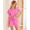 Ekouaer Women’s Pajamas Set Ruffle Sleeves Sleepwear V Neck Comfy 2 Piece Pjs Loungewear Set with Pockets S-XXL(Rose Pink)