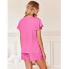 Ekouaer Women’s Pajamas Set Ruffle Sleeves Sleepwear V Neck Comfy 2 Piece Pjs Loungewear Set with Pockets S-XXL(Rose Pink)