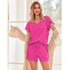 Ekouaer Women’s Pajamas Set Ruffle Sleeves Sleepwear V Neck Comfy 2 Piece Pjs Loungewear Set with Pockets S-XXL(Rose Red)