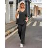 Ekouaer Womens Ribbed Knit Lounge Set Short Sleeve Top and Long Pants Sleepwear Pajama Set Two Piece Matching Outfits Set(Black)