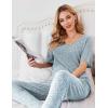 Ekouaer Womens Ribbed Knit Lounge Set Short Sleeve Top and Long Pants Sleepwear Pajama Set Two Piece Matching Outfits Set(Blue)