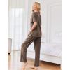 Ekouaer Womens Ribbed Knit Lounge Set Short Sleeve Top and Long Pants Sleepwear Pajama Set Two Piece Matching Outfits Set(Brown)
